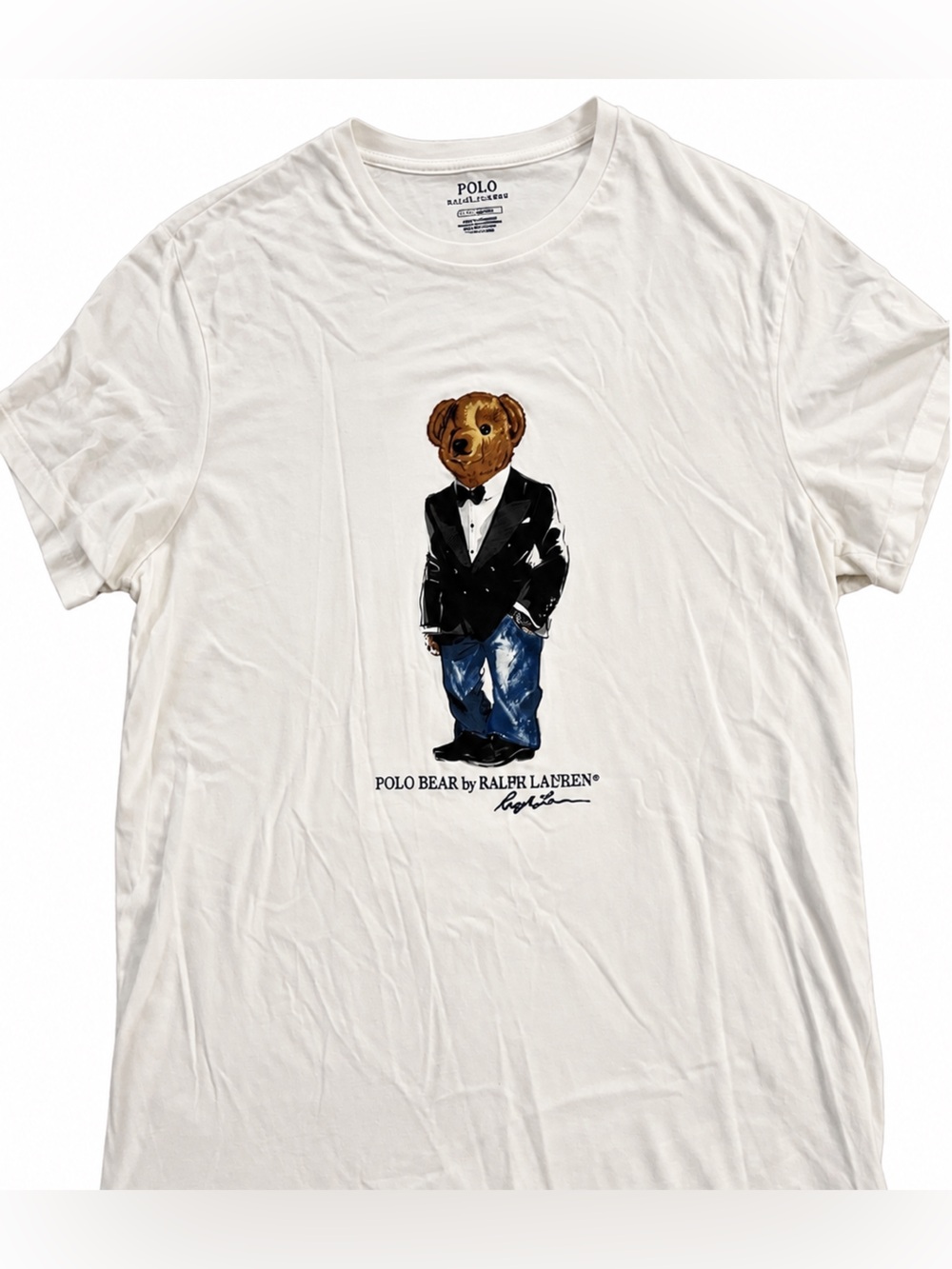 Polo by Ralph Lauren White Tee with Polo Bear in Black Jacket and Denim